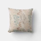 Coussin Boho Florals Bleu Beige Blanc tendance (Recto)