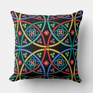 Coussin Boho Flower Power sur noir