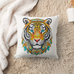 Coussin Boho Hippie Floral Année du Tigre Art