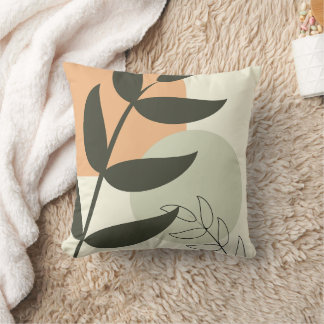 Coussin Boho Leaf Design Throw Pillow