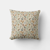 Coussin Boho Leaves Botanique Marron Vert Terracotta Beige (Recto)
