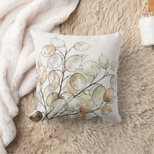 Coussin Boho Lunaria Aquarelle Botanique Florale