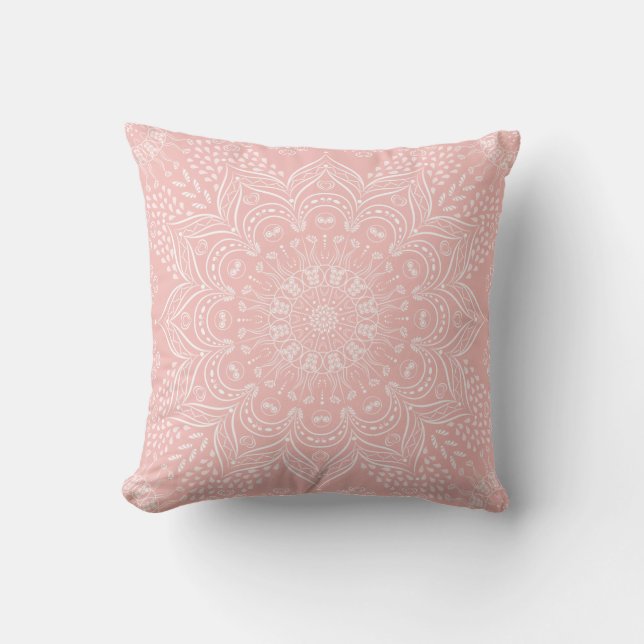 Coussin Boho Mandala Girl Blush Rose (Recto)