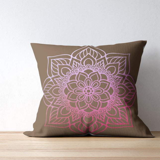 Coussin Boho Mandala Rose Brun (Créateur téléchargé)