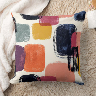 Coussin Boho moderne Abstrait Brushstroke -Bold Retro Colo