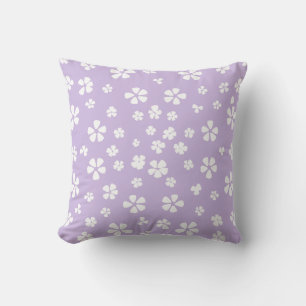 Coussin Boho moderne blanc fleur sauvage clair lavande vio