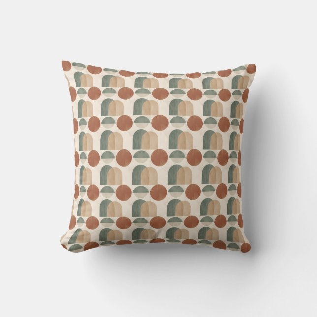 Coussin Boho Moderne du Milieu du XXe Siècle Terracotta &  (Recto)