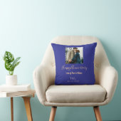Coussin Boho moderne heureux anniversaire ajouter nom bleu (Chaise)