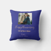 Coussin Boho moderne heureux anniversaire ajouter nom bleu (Verso)