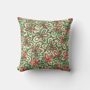 Coussin Boho moderne peint Noël motif floral