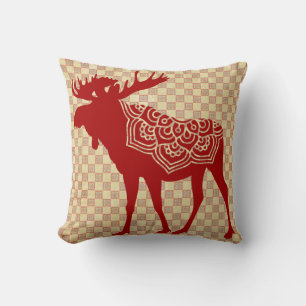 Coussin Boho Moose Silhouette