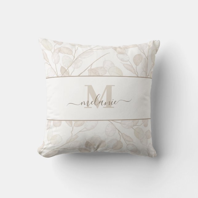 Coussin Boho Neutral Lunaria Monogramme (Recto)