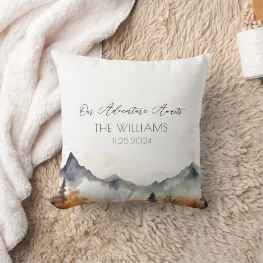 Coussin Boho Neutral Mountain Mariage Couple (Couverture)
