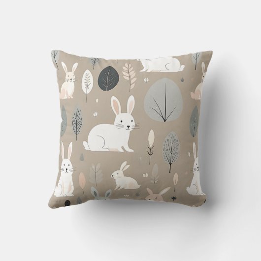 Coussin Boho Nursery Minimalist Lapins Lapins Brown (Verso)