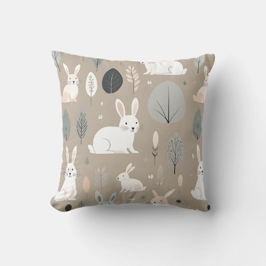 Coussin Boho Nursery Minimalist Lapins Lapins Brown (Recto)