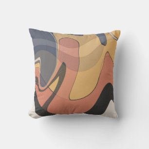 Coussin Boho Peach Mustard Moderne Abstrait