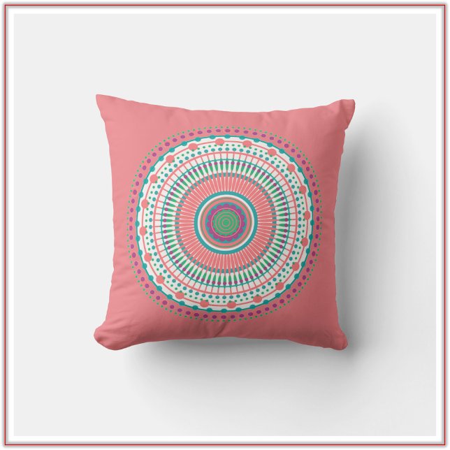 Coussin Boho Pink Pastel Mandala (Créateur téléchargé)