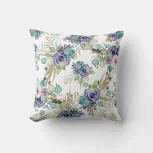 Coussin  Boho Purple et vert Floral 