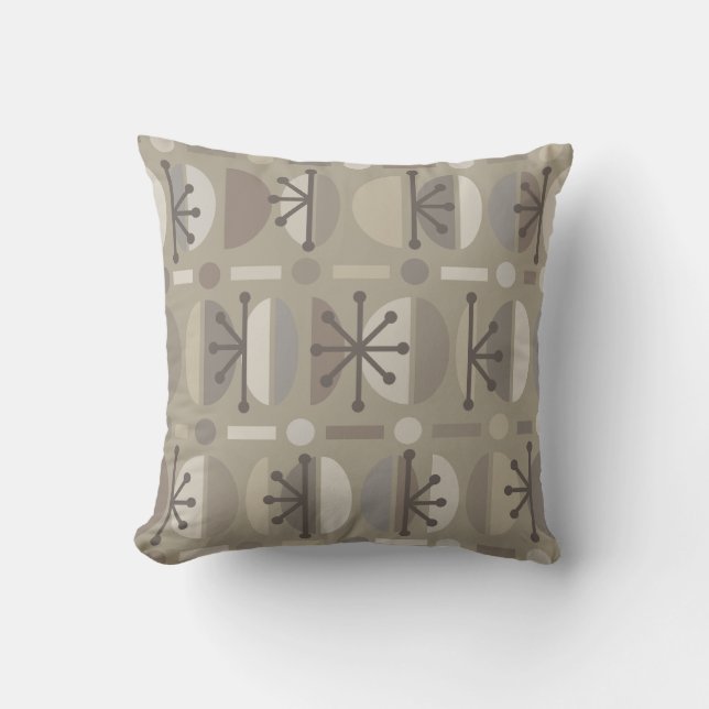 Coussin Boho Retro Bowls Lines Taupe (Recto)