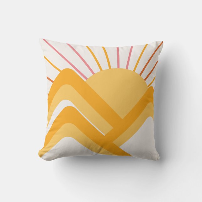 Coussin Boho Retro Paysage Abstrait (Recto)
