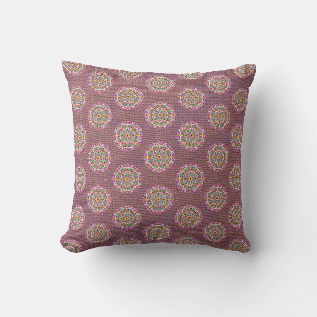 Coussin Boho réversible Motif Mandala violet (Recto)