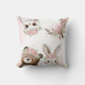 Coussin Boho rose Bois Amis Bébé Fille Douche (Recto)