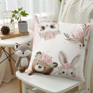Coussin Boho rose Bois Amis Bébé Fille Douche