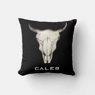 Coussin Boho rustique Bohemian Cow Bull Pays de l'Ouest