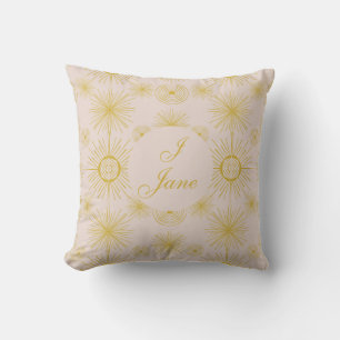 Coussin Boho Soleil Céleste Étoiles Personnalisé Ivoire