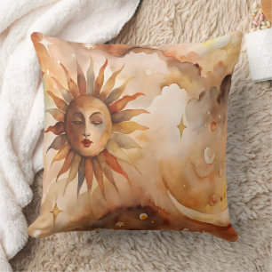 Coussin Boho Soleil & Lune Décor Céleste Minimaliste pou