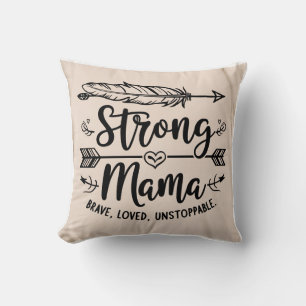 Coussin Boho ‘Strong Mama’ Plumes & Flèches