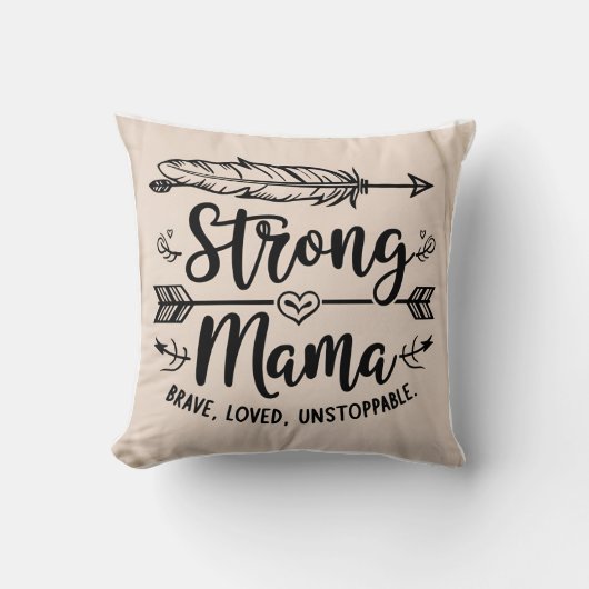Coussin Boho ‘Strong Mama’ Plumes & Flèches (Recto)