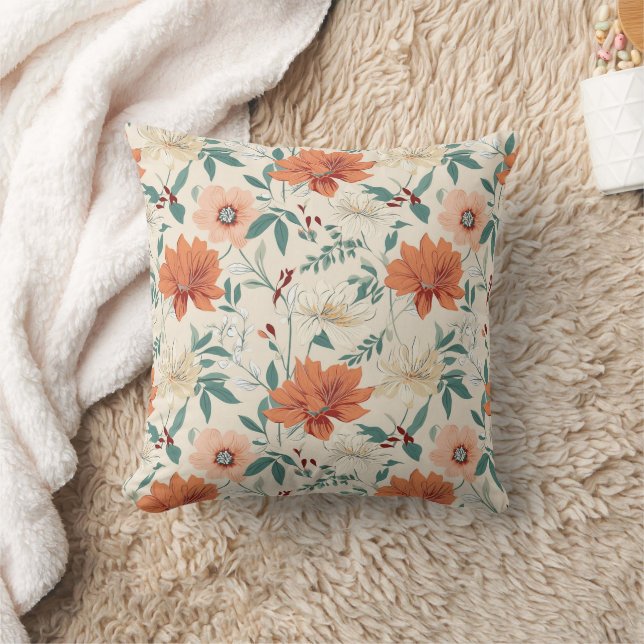 Coussin Boho style fleurs couleurs motifs (Couverture)