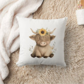 Coussin Boho Sunflower Highland Cow (Couverture)