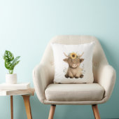 Coussin Boho Sunflower Highland Cow (Chaise)