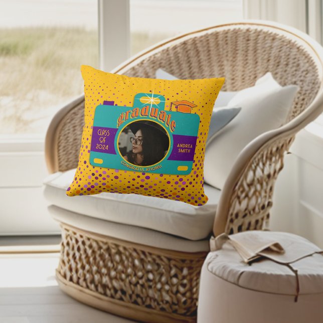 Coussin Boho tendance coloré Retro amusant Art Diplômé Pho (Créateur téléchargé)