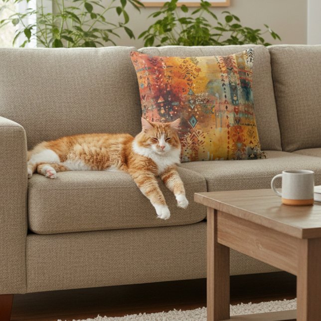 Coussin Boho Tribal Abstract Ethnic Pattern (Créateur téléchargé)