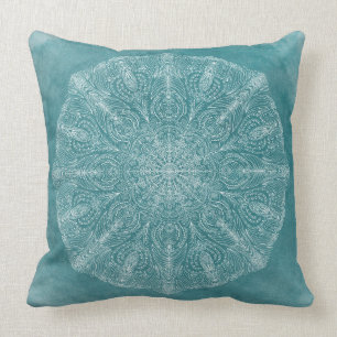 Coussin Boho Turquoise Aquarelle de Mandala