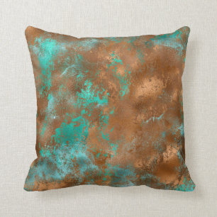 Coussin Boho Turquoise Cuivre Grunge