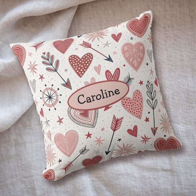 Coussin Boho Valentine Coeurs et Flèches Motif (Créateur téléchargé)