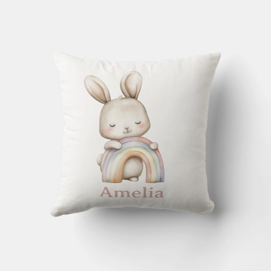 Coussin Boho Woodland Bunny Rainbow Nursery (Verso)