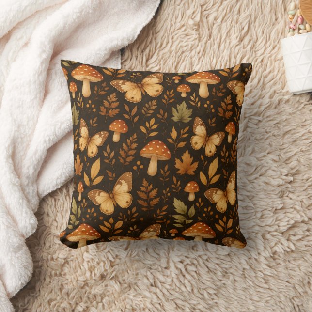 Coussin Boho Woodland Forest Champignons | Couleurs d'auto (Couverture)