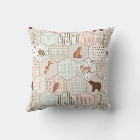 Coussin Bois Animaux Baby shower de chaume de forêt Cadeau (Verso)