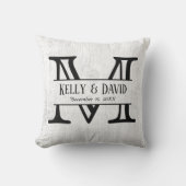 Coussin Bois blanc élégant de monogramme rustique de (Recto)