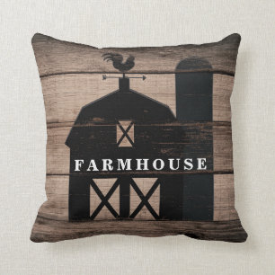 Coussin Bois Campagnard Noir Altéré Rustique Ferme de Styl