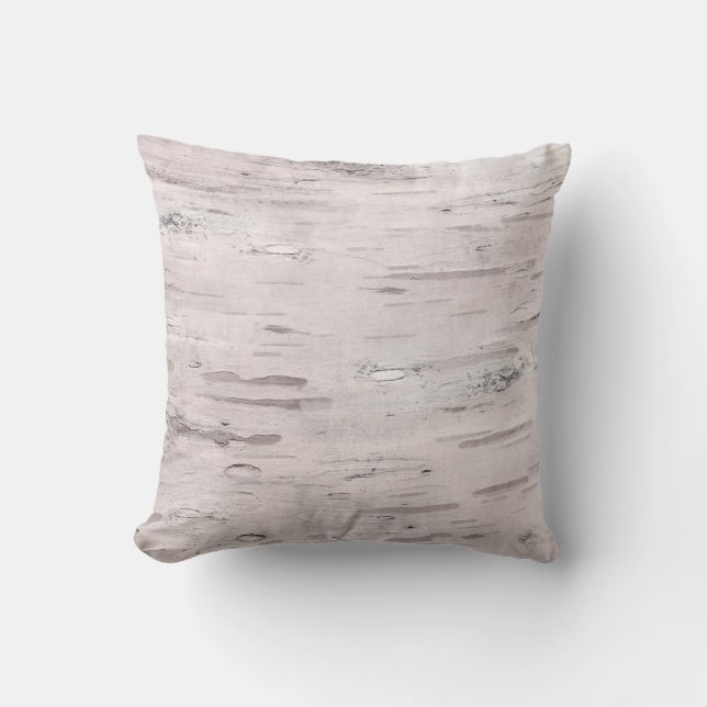 Coussin Bois d'Arbre Bouleau Blanc Grange Rustique (Recto)