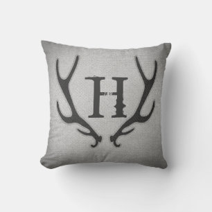 Coussin Bois de cerf rustique gris texture de faux burlap