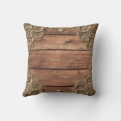 Coussin Bois de dentelle rustique élégant occidental vinta (Verso)