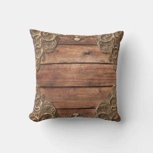 Coussin Bois de dentelle rustique élégant occidental vinta
