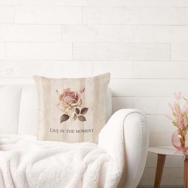Coussin Bois de rose rose faux rustique crème   (Canapé)